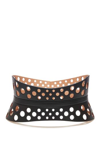 Perforated leather waist belt 