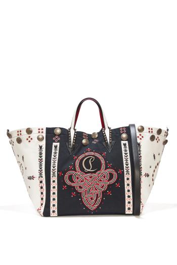 Breizcaba embellished felt and leather-trimmed canvas tote