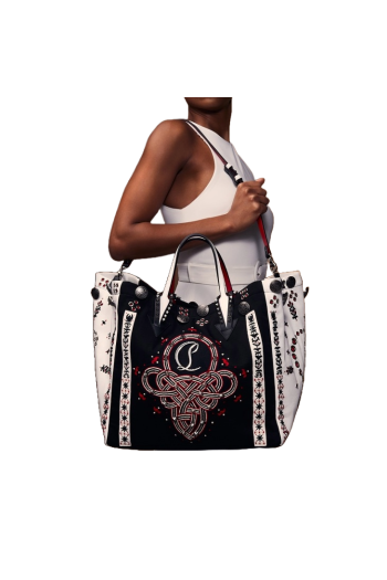 Breizcaba embellished felt and leather-trimmed canvas tote