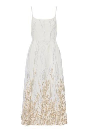 Embroidered cotton-blend midi dress 