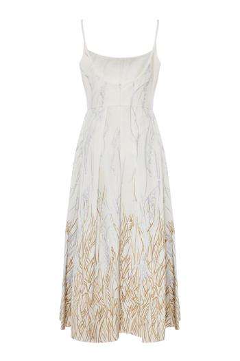 Embroidered cotton-blend midi dress 