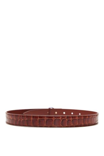 CL 25 embellished patent croc-leather belt