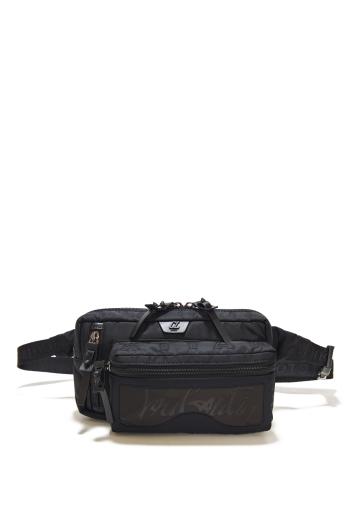 Loubideal embossed leather-trimmed belt bag 