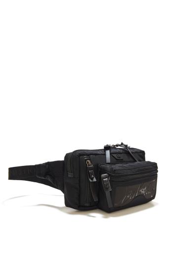 Loubideal embossed leather-trimmed belt bag 