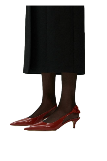 Rose patent-leather slingback pumps 
