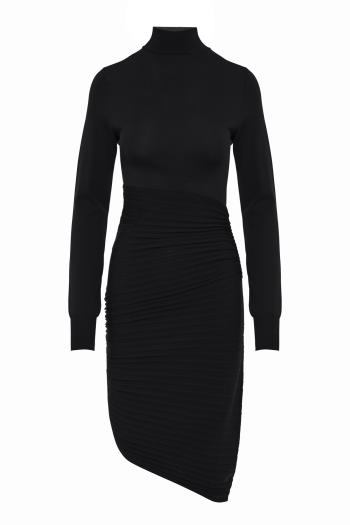 Jersey turtleneck midi dress