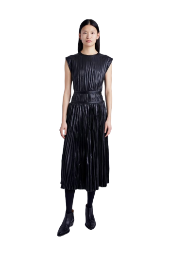 Whiete label - Rosalyn pleated faux-leather midi skirt 