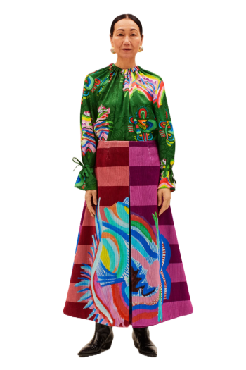 Fantasia Betty embroidered cotton midi skirt 