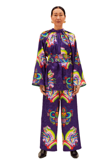 Fantasia Olivia printed and embossed satin blouse