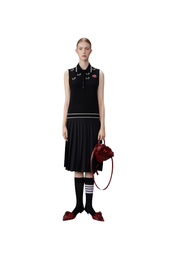 Merino Wool Pointelle Jersey Hector & Rose Sleeveless Polo