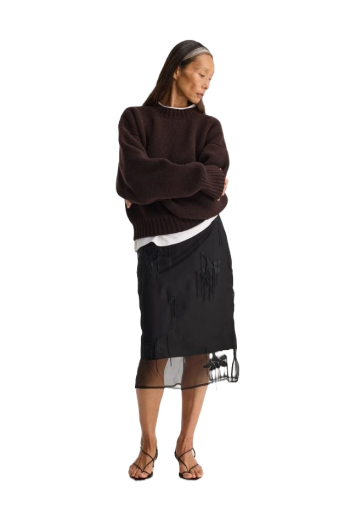 Embellished organza midi skirt 