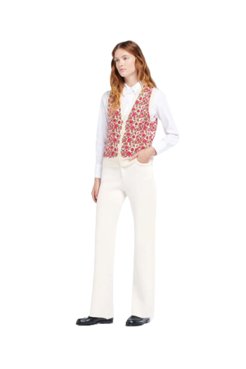 Intarsia cashmere and wool sleeveless cardigan 