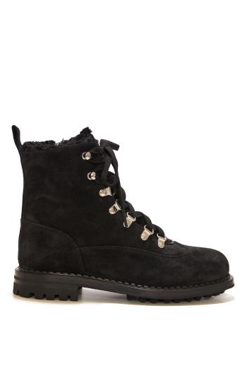 Suede and shearling ankle boots