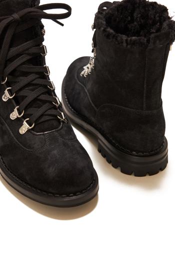 Suede and shearling ankle boots