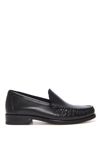 Ruched leather loafers 