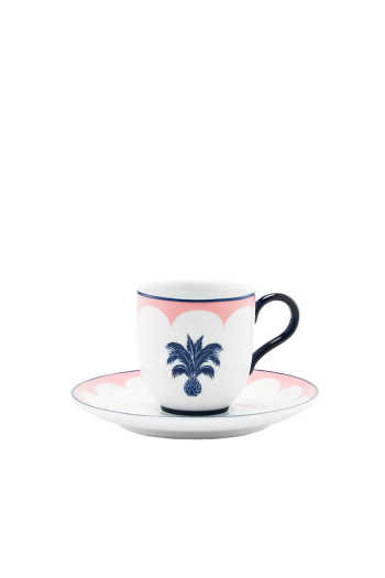 Jaipur printed porcelain coffee cup and saucer x 2 