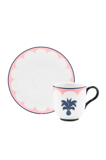 Jaipur printed porcelain coffee cup and saucer x 2 