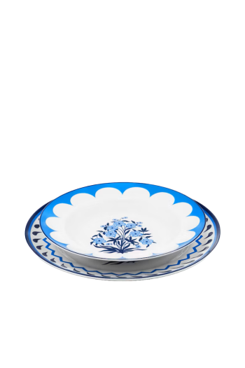 Jaipur printed porcelain soup plate 2pc 23cm