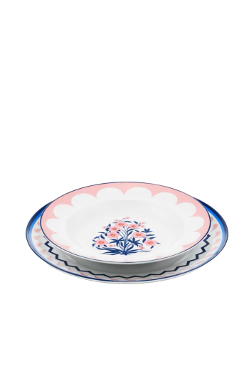 Jaipur printed porcelain soup plate 2pc 23cm