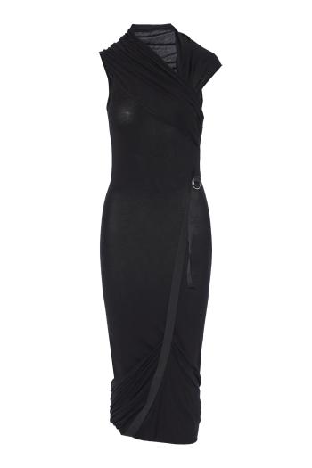 Folded jersey sleeveleswind midi dress
