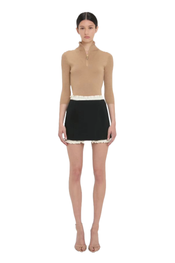 Ruched crepe mini skirt 