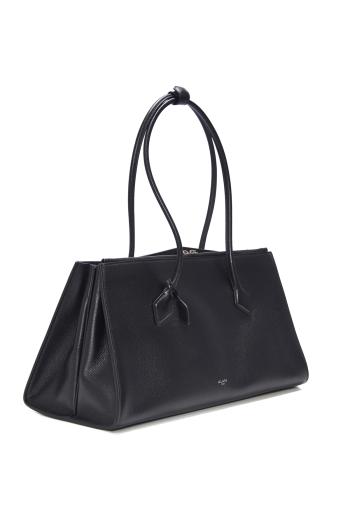 Le Teckel in shiny grained-leather tote 