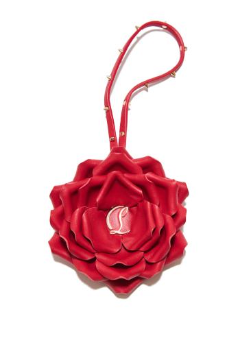 Rose appliquéd leather bag charm 