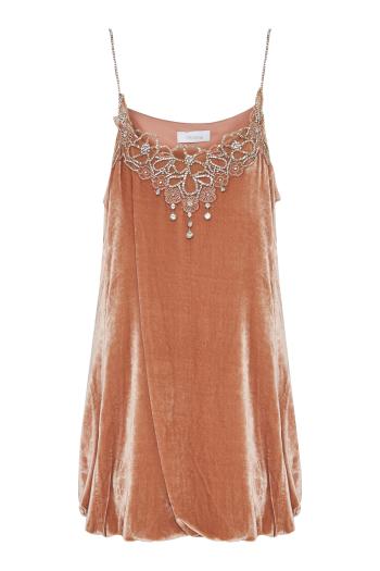 Velvet embroidered mini dress