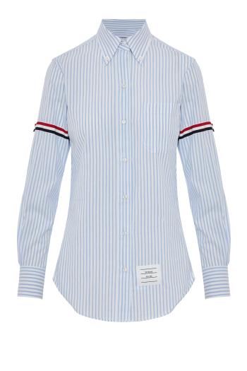 Arm-band striped cotton shirt