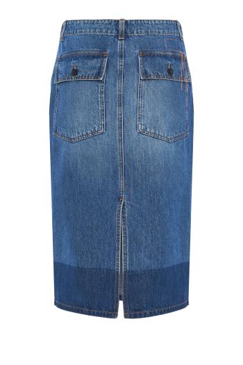 Fatigue denim midi skirt 