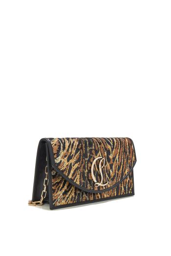 Loubi54 embroidered satin clutch