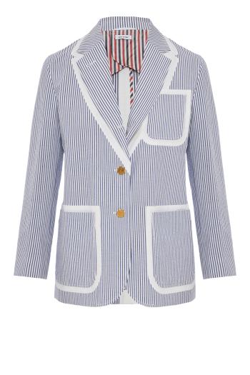 Striped seersucker cotton jacket