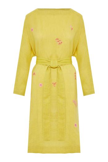 Purana embroidered handloom linen midi dress