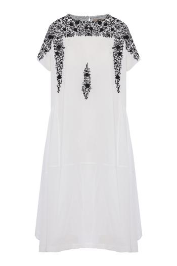 Suomi embroidered handloom cotton midi dress   