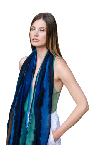 Pineta hand-painted cashmere shawl