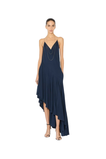 Asymmetric matte-jersey midi dress 