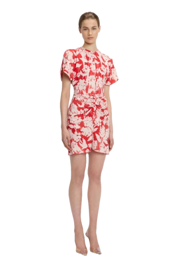 Ruched printed mini dress 