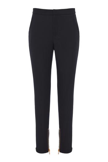 Zipped slim-fit grain de poudre wool trousers