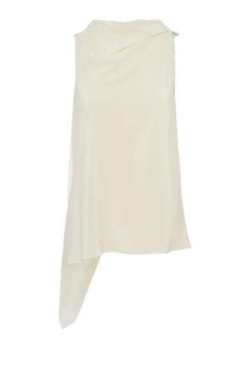 Asymmetric draped silk top