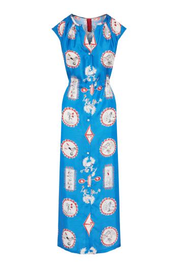 Iris printed silk maxi dress