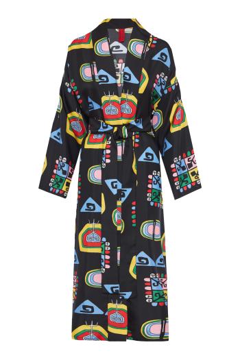 Printed silk kimono 