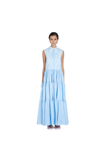 Embroidered cotton maxi dress 