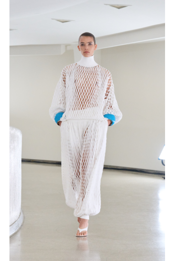 Fishnet knitted joggers 