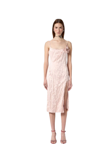 Crinkled satin midi dress