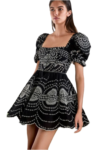 Alisa embroidered cotton and linen mini dress