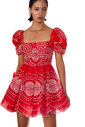 Alisa embroidered cotton and linen mini dress