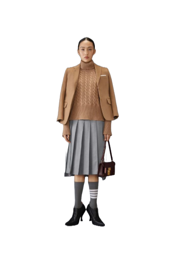 Pleated wool midi skirt
