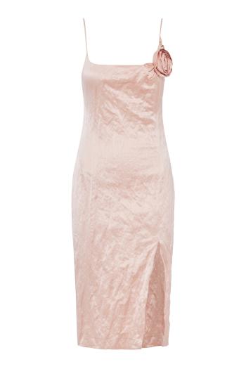 Crinkled satin slip midi dress 