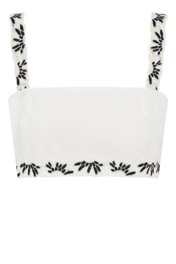 Capraia embroidered cotton cropped top