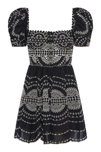 Alisa embroidered cotton and linen mini dress